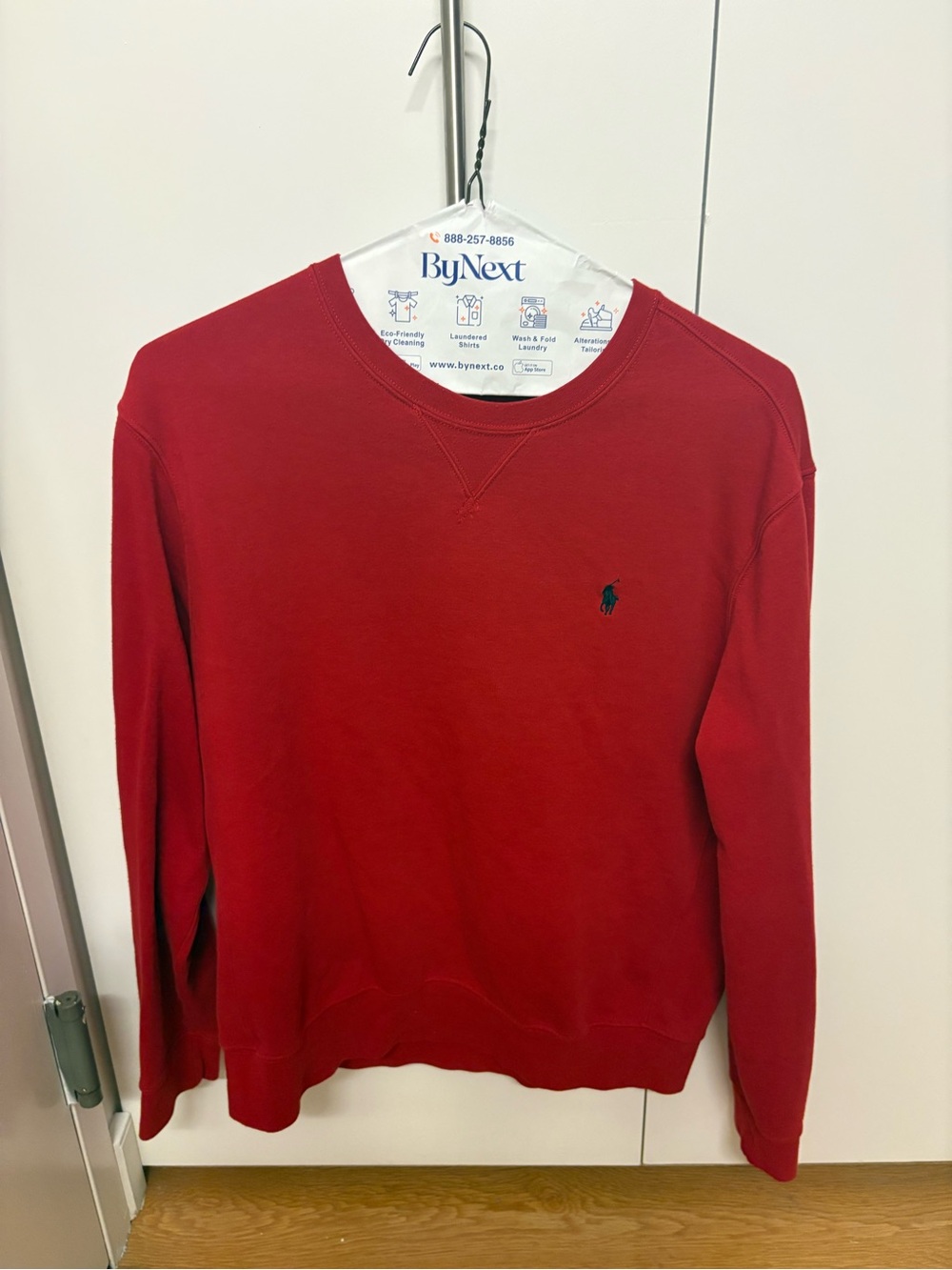 Vintage Ralph Lauren Red Crewneck Sweatshirt with Navy Pony